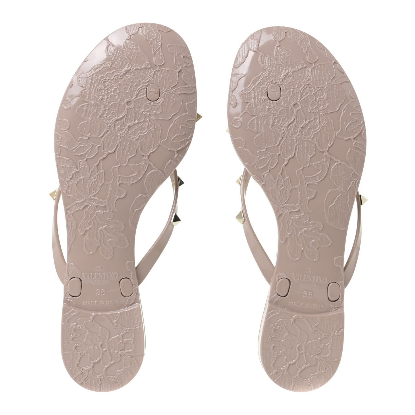 PVC Jelly Rockstud Bow Thong Sandals 38 Poudre