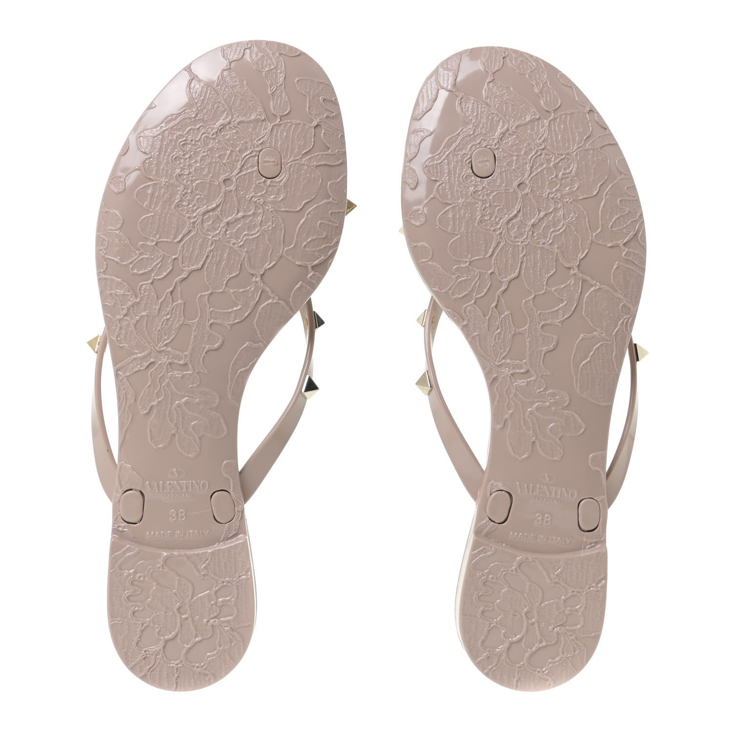 Valentino Garavani PVC Jelly Rockstud Bow Thong Sandals 38 Poudre 6 of 13