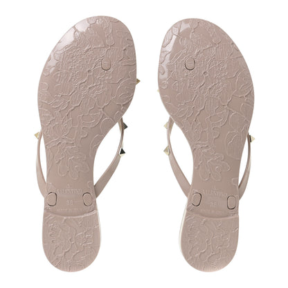Valentino Garavani PVC Jelly Rockstud Bow Thong Sandals 38 Poudre 6 of 13