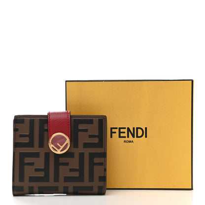 Fendi Vitello Cruise F is Fendi Bi-Color FF 1974 Embossed Compact Wallet Maya Black Fragola 19 of 19