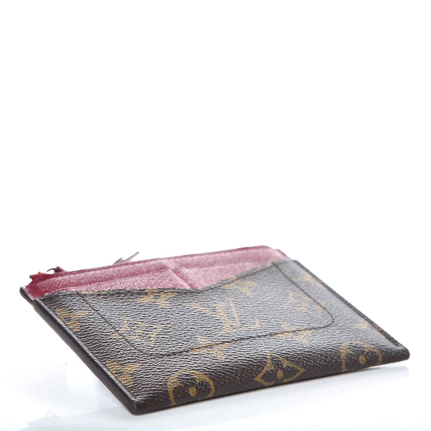 Monogram Zipped Card Holder Fuchsia