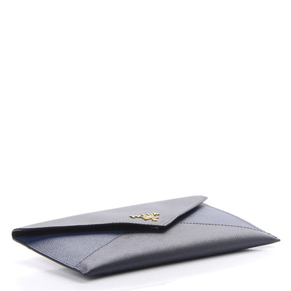Prada Saffiano Bi-Color Envelope Wallet Baltico Bluette 4 of 7