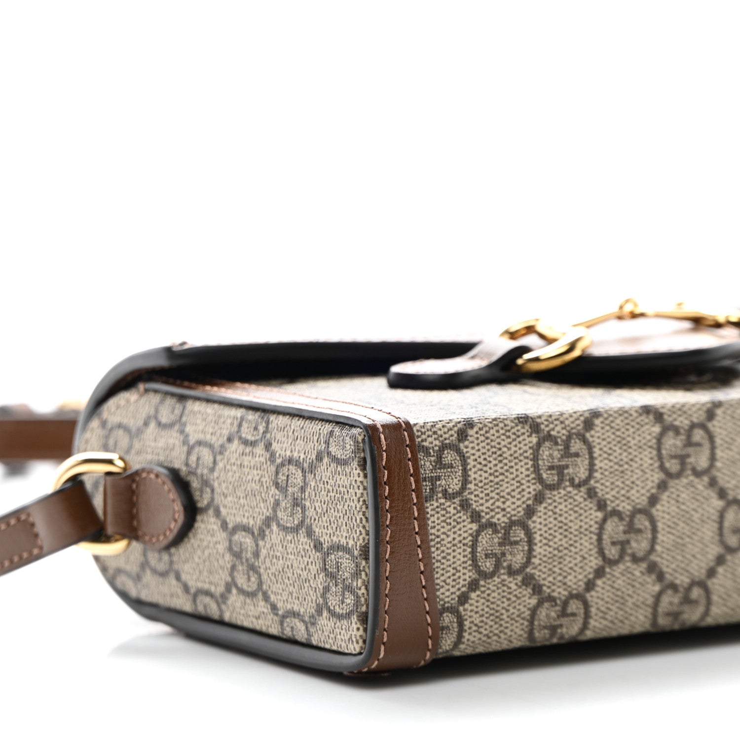 Gucci GG Supreme Monogram Mini Horsebit 1955 Shoulder Bag Beige Brown Sugar 9 of 11