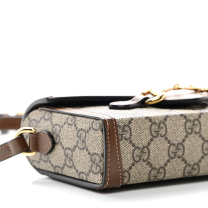 Gucci GG Supreme Monogram Mini Horsebit 1955 Shoulder Bag Beige Brown Sugar 9 of 11
