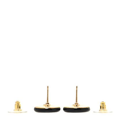 Chanel Enamel CC Earrings Black White 3 of 5