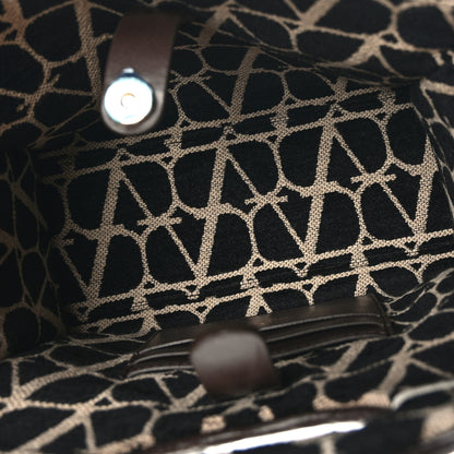 Valentino Garavani Toile Iconographe Goatskin Mini Le Troisieme Shopping Bag Naturale Black Fondant 5 of 8
