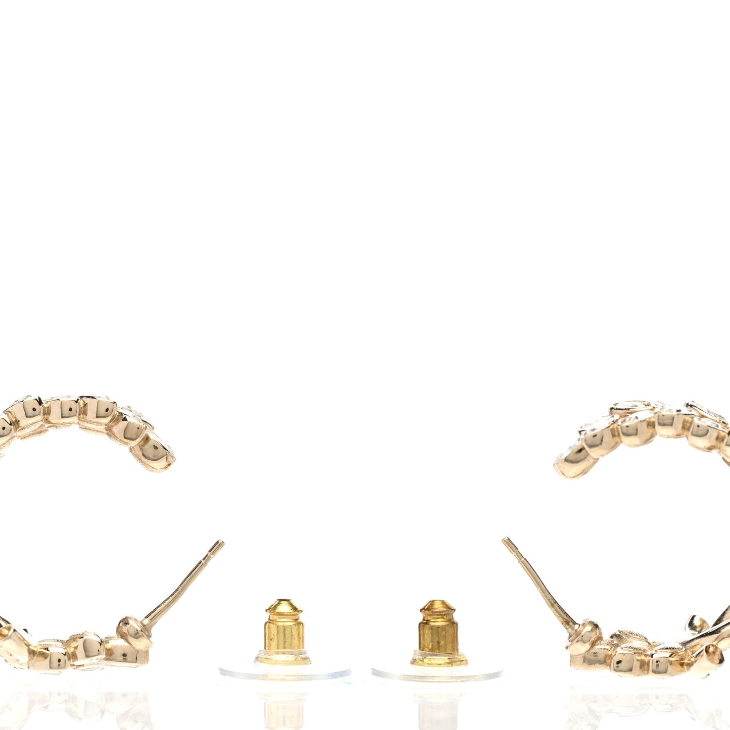 Crystal Sparkling Wheat CC Hoop Earrings Gold