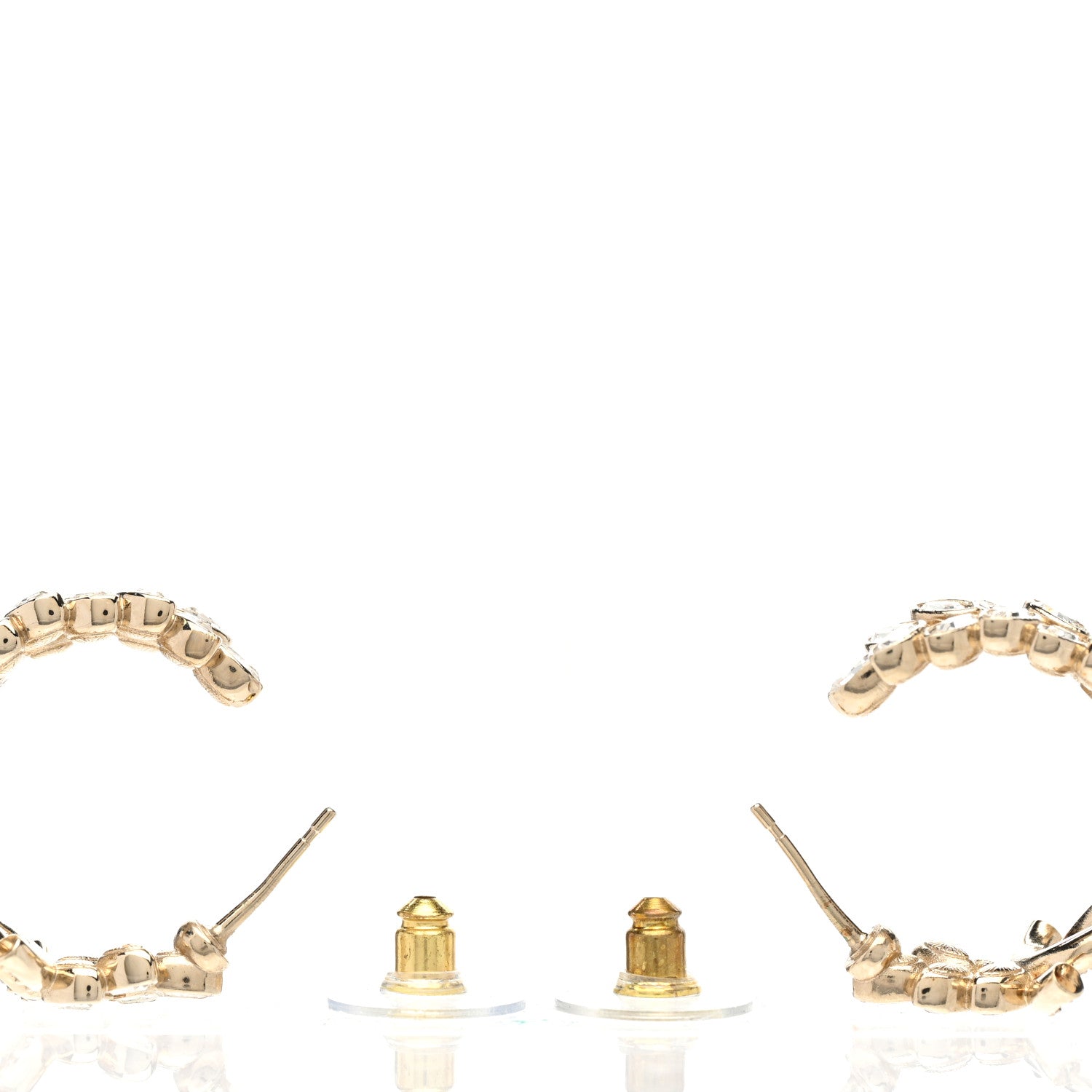 Chanel Crystal Sparkling Wheat CC Hoop Earrings Gold 3 of 5