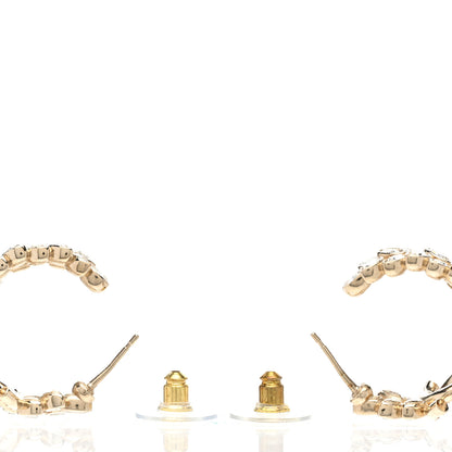 Chanel Crystal Sparkling Wheat CC Hoop Earrings Gold 3 of 5