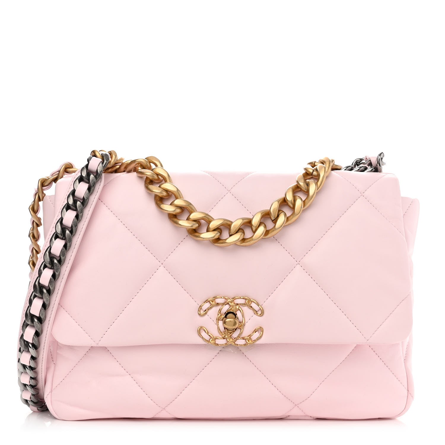 Chanel Lambskin Quilted Large Chanel 19 Flap Light Pink 1 of 10