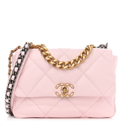 Chanel Lambskin Quilted Large Chanel 19 Flap Light Pink 1 of 10