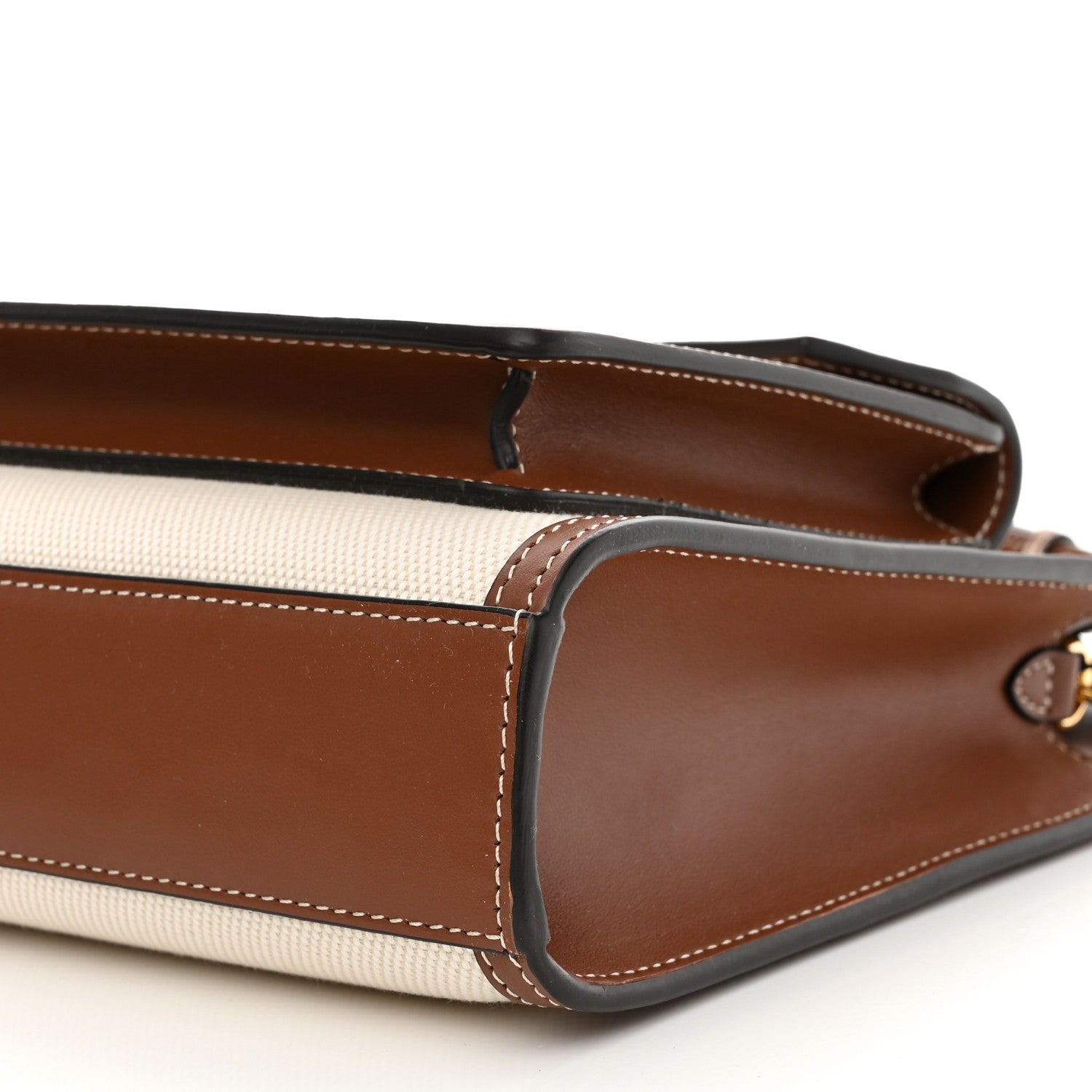 Burberry Canvas Smooth Calfskin Two Tone Mini Pocket Bag Natural Malt Brown 9 of 9