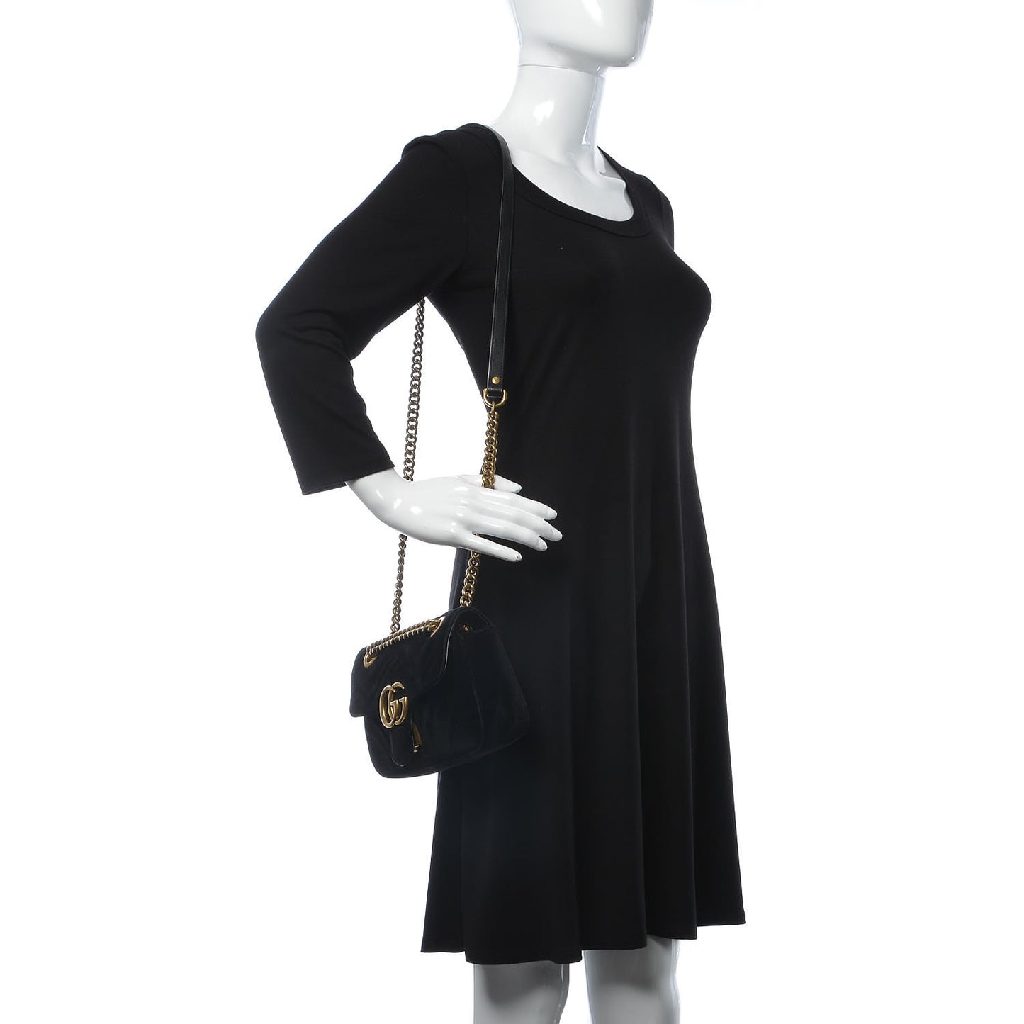 Velvet Matelasse Mini GG Marmont Shoulder Bag Black