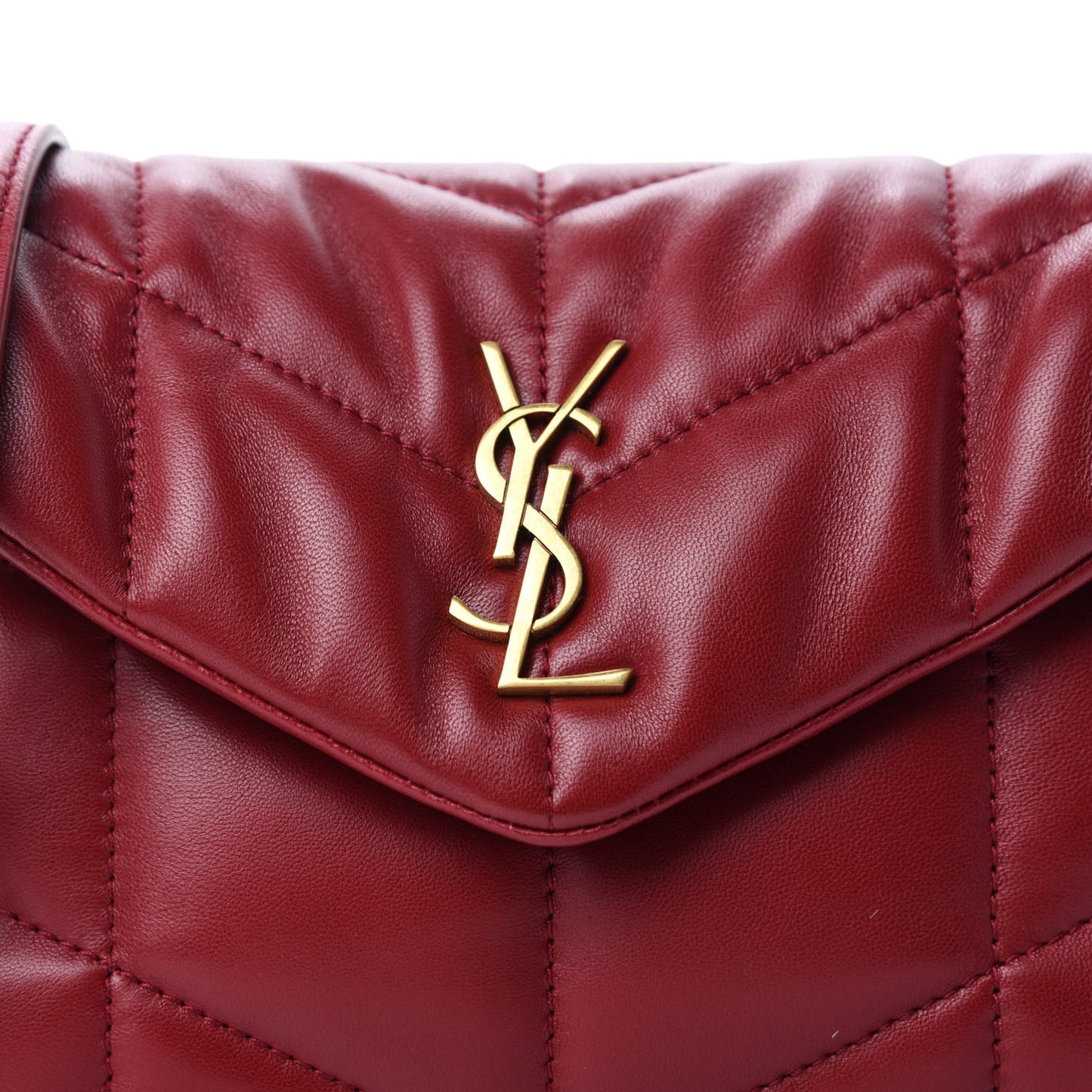 Lambskin Quilted Toy Loulou Puffer Monogram Chain Satchel Red