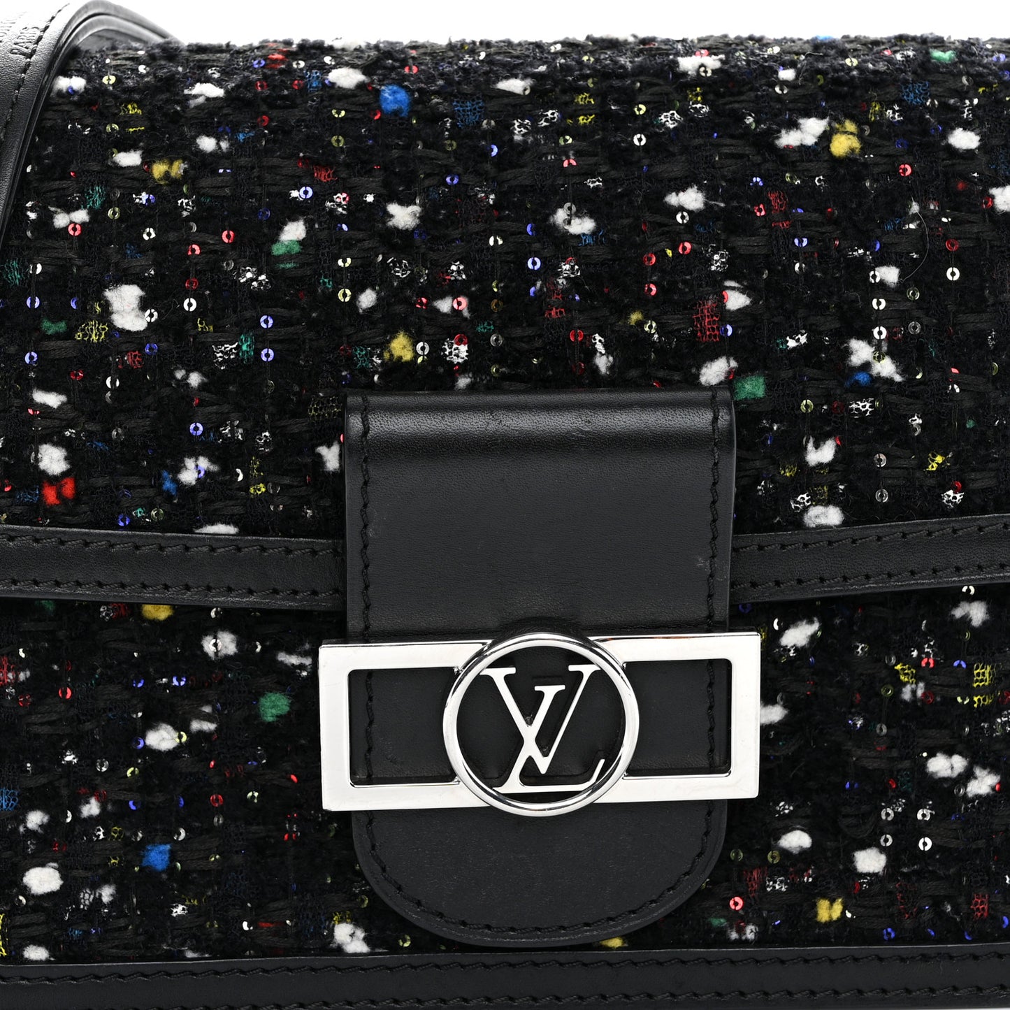 Tweed Calfskin Dauphine Mini Black Multicolor