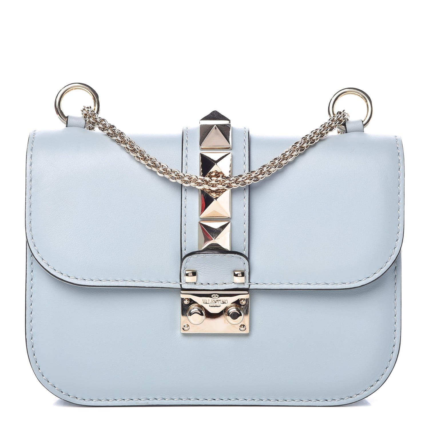 Valentino Garavani Vitello Small Glam Lock Rockstud Flap Sky Sorbet 1 of 8