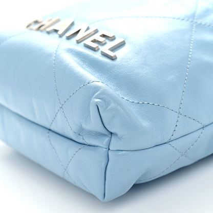Chanel Shiny Calfskin Quilted Mini Chanel 22 Light Blue 10 of 10