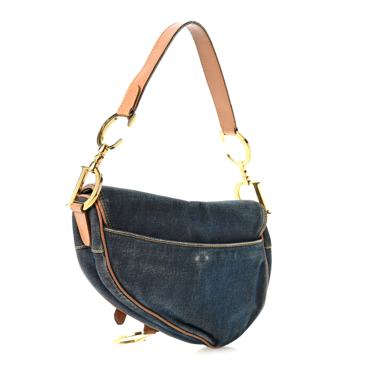 Christian Dior Denim Calfskin Saddle Bag Blue 2 of 10