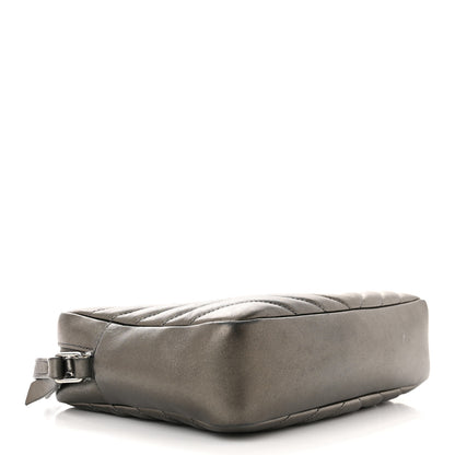 Saint Laurent Metallic Calfskin Matelasse Monogram Lou Camera Bag Silver 4 of 17