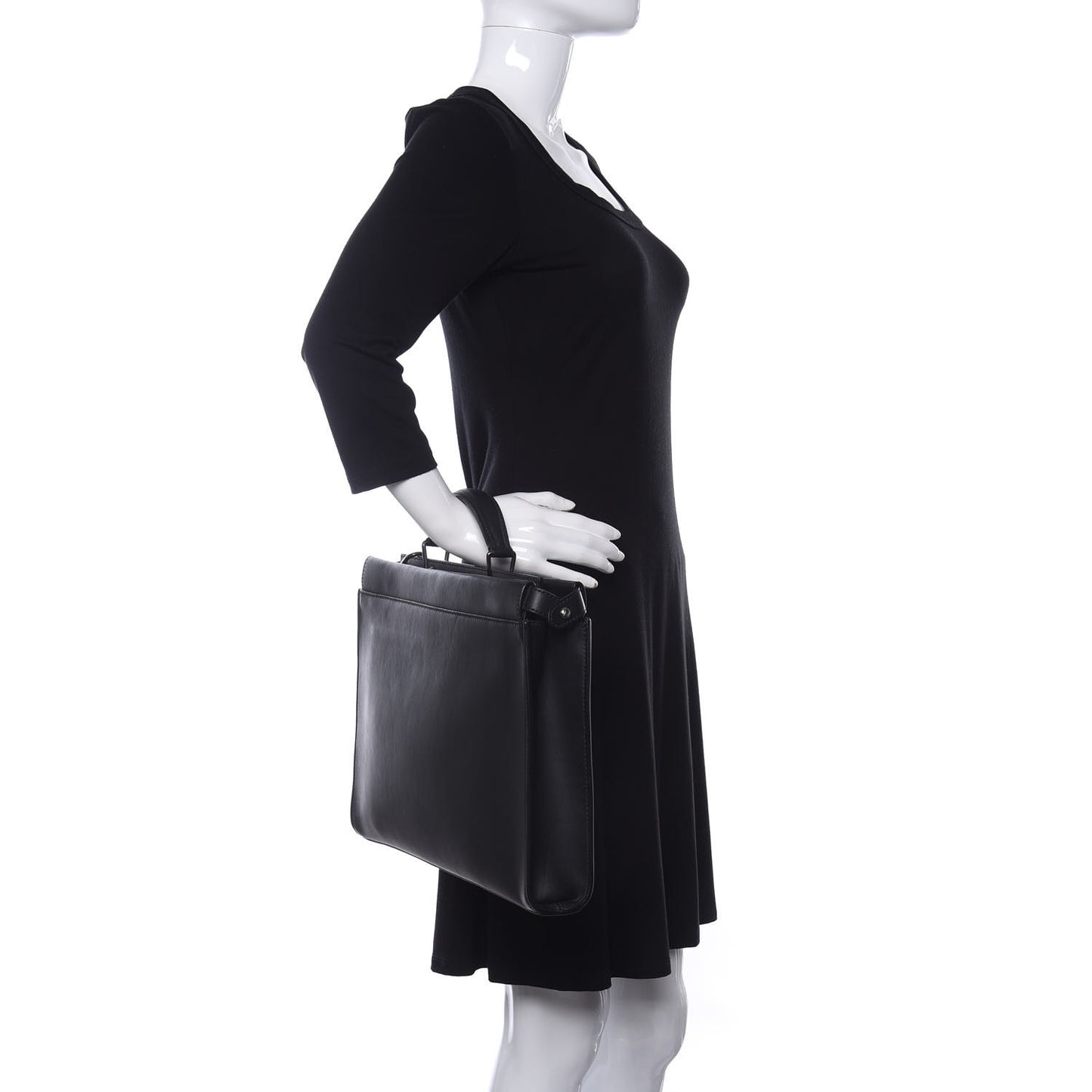 Vitello Grace FF 1974 Embossed Large Peekaboo Iconic Fit Satchel Black