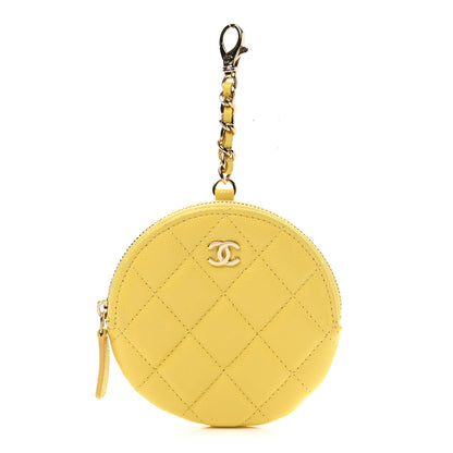 Chanel Caviar Quilted Round Clip On Coin Purse Yellow 1 of 7