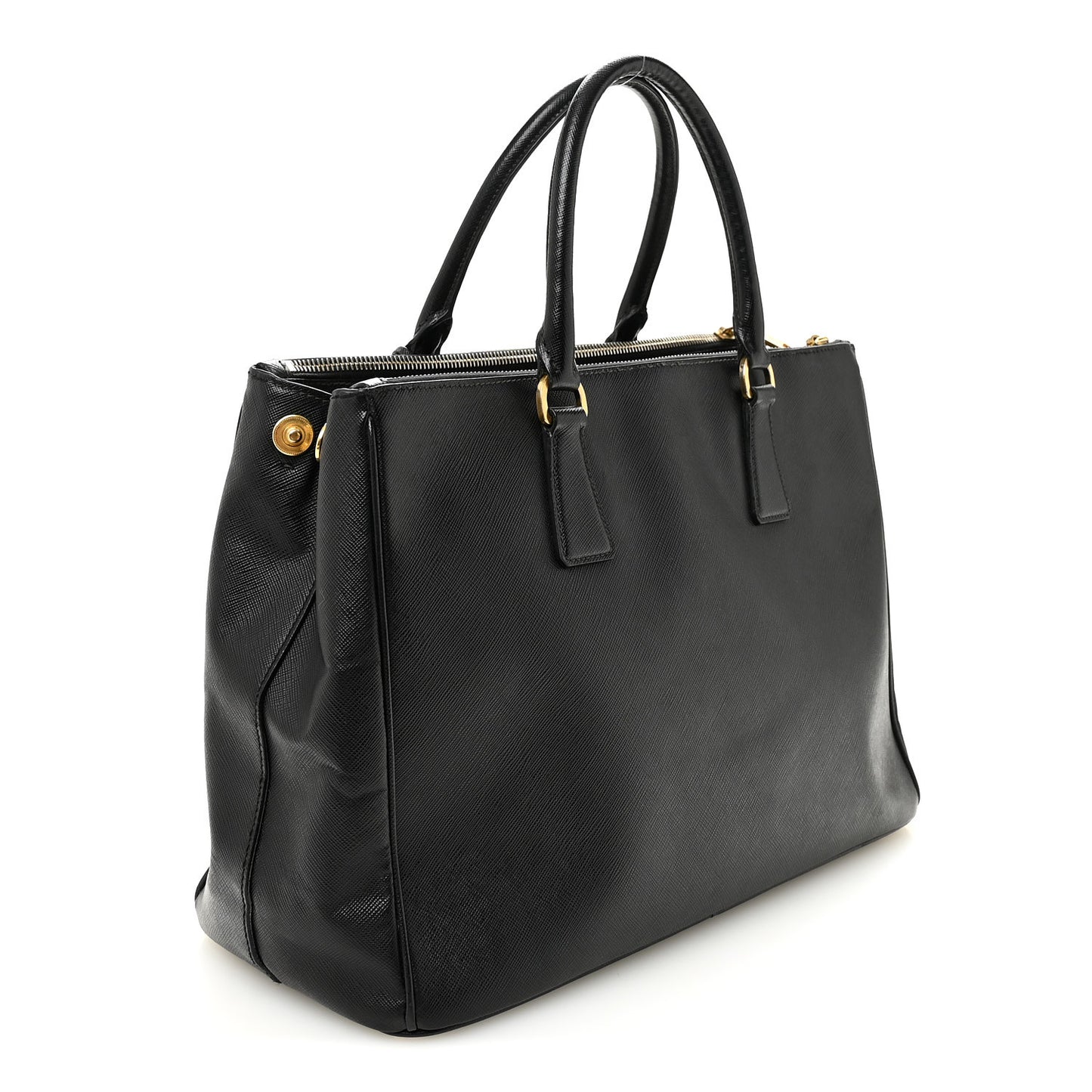 Saffiano Large Galleria Double Zip Tote Black
