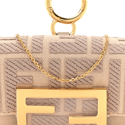 Fendi Canvas Vitello King FF Embroidered Nano Maxi Buckle Baguette Charm Nuvola 8 of 11