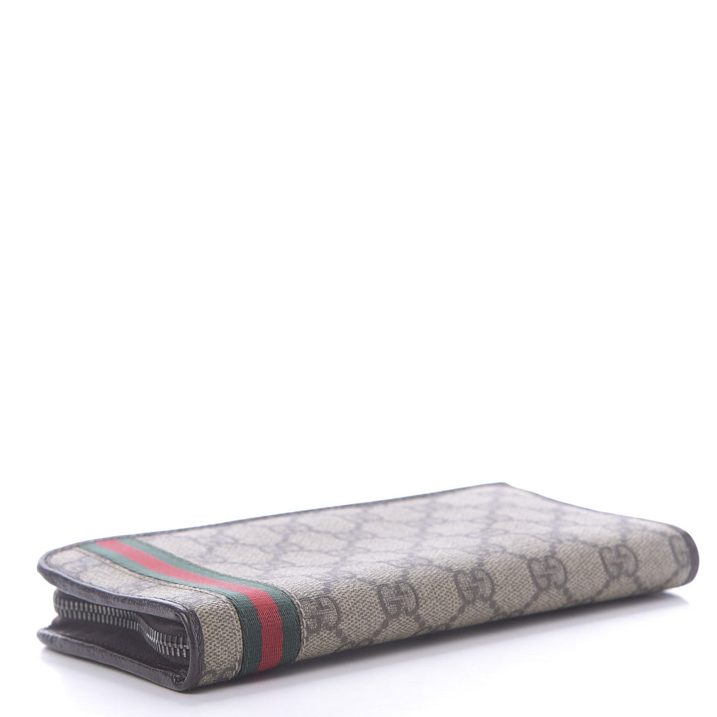 GG Supreme Monogram Web Zip Around Wallet Brown