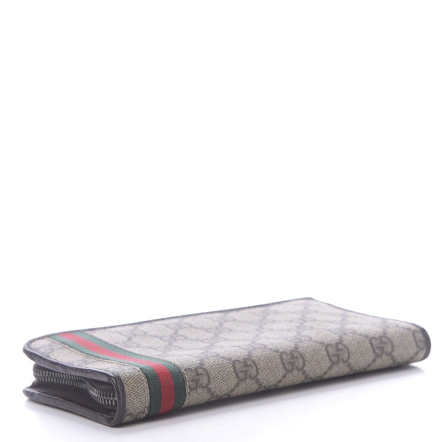 Gucci GG Supreme Monogram Web Zip Around Wallet Brown 6 of 10