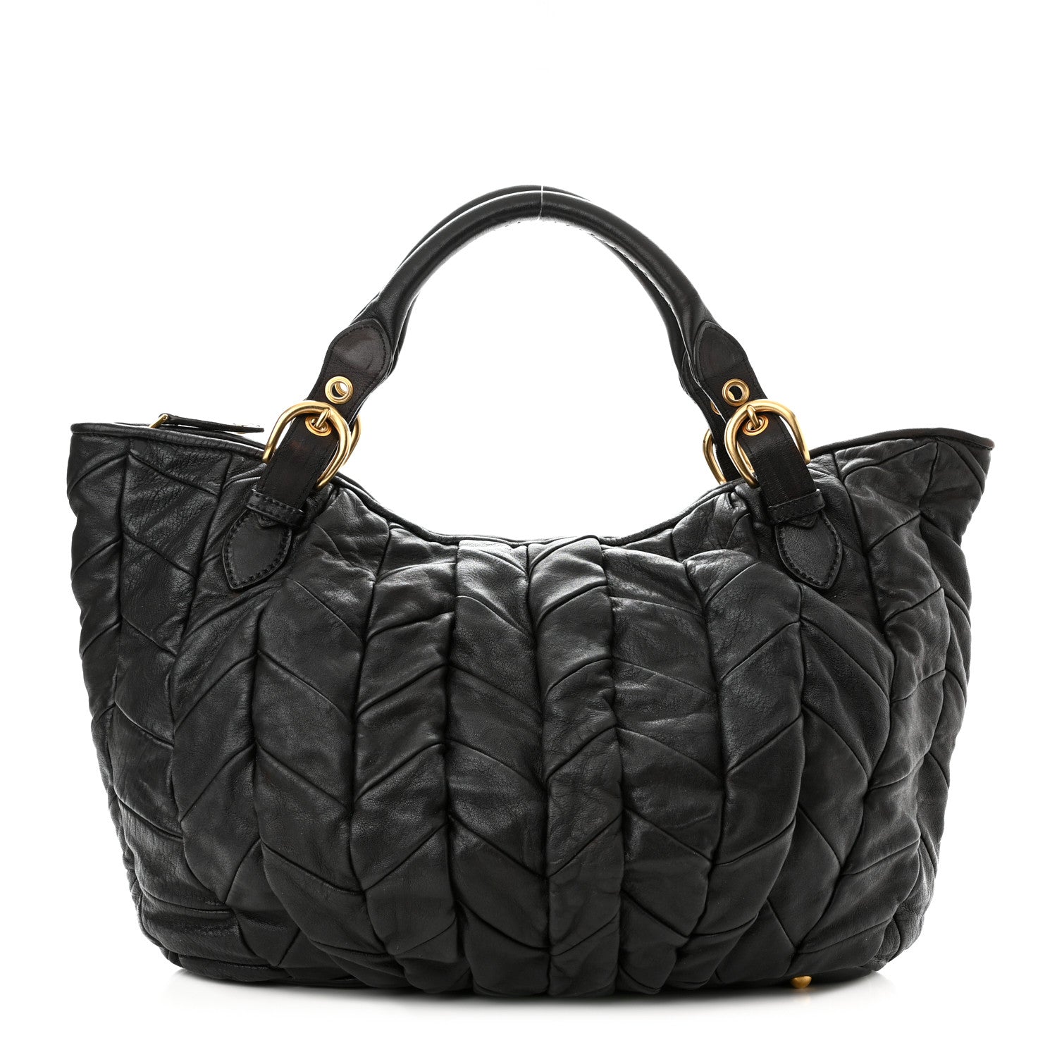 Miu Miu Nappa Large Patchwork Tote Black 1 of 9