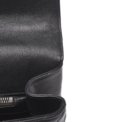 Saint Laurent Sheepskin Matelasse Chevron Monogram Medium College Bag Black 14 of 15
