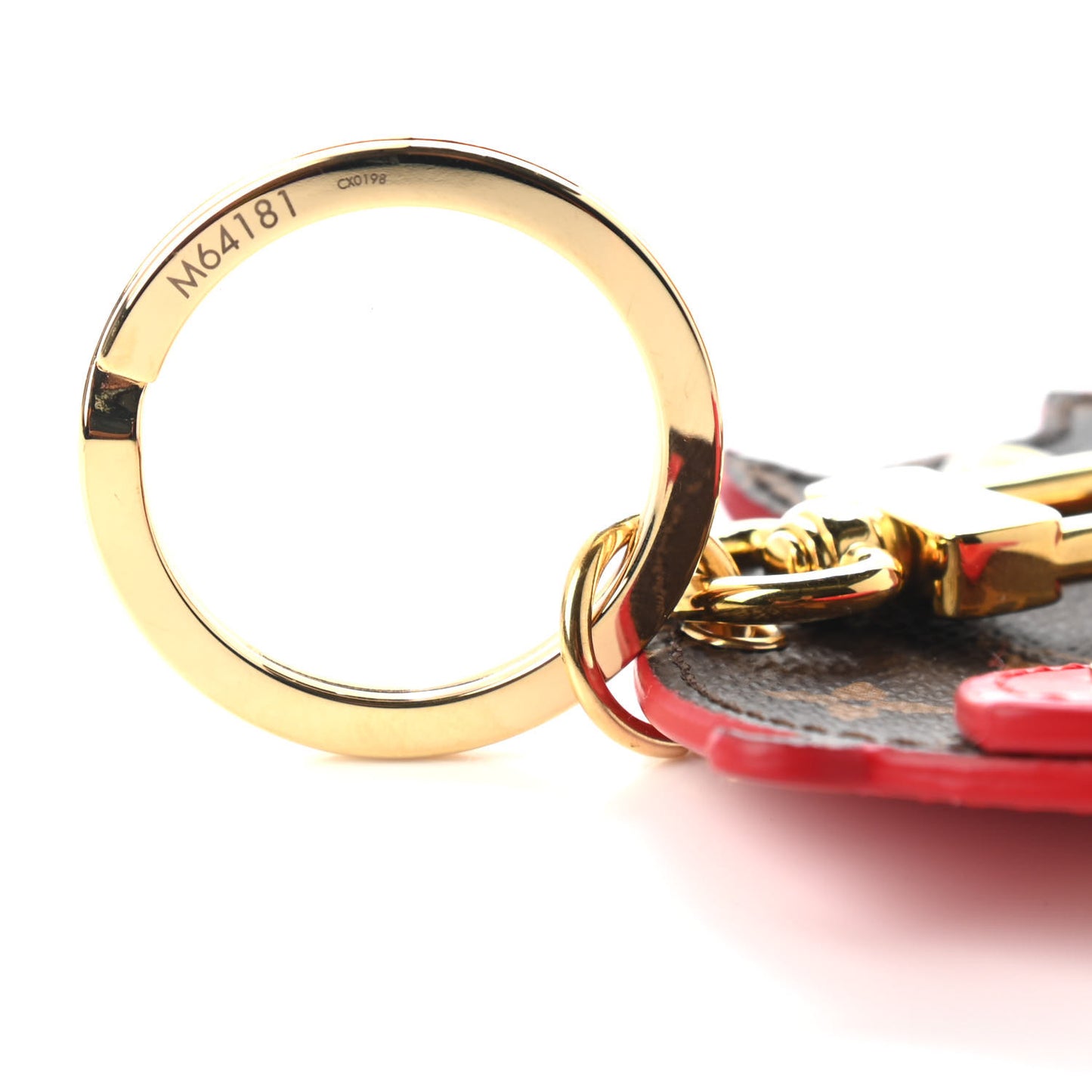 Calfskin Monogram Pig Bag Charm Key Holder Rouge