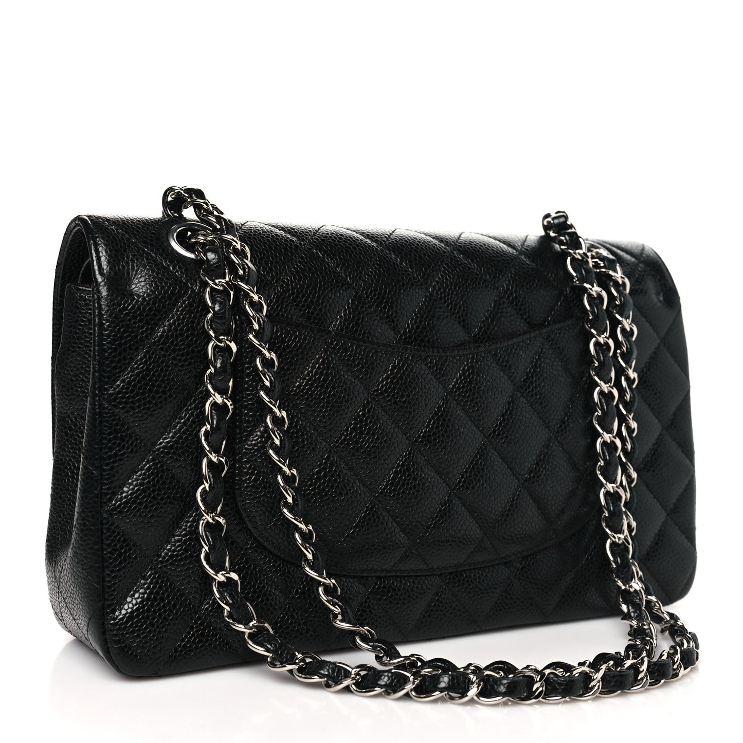 Caviar Quilted Medium Double Flap Black