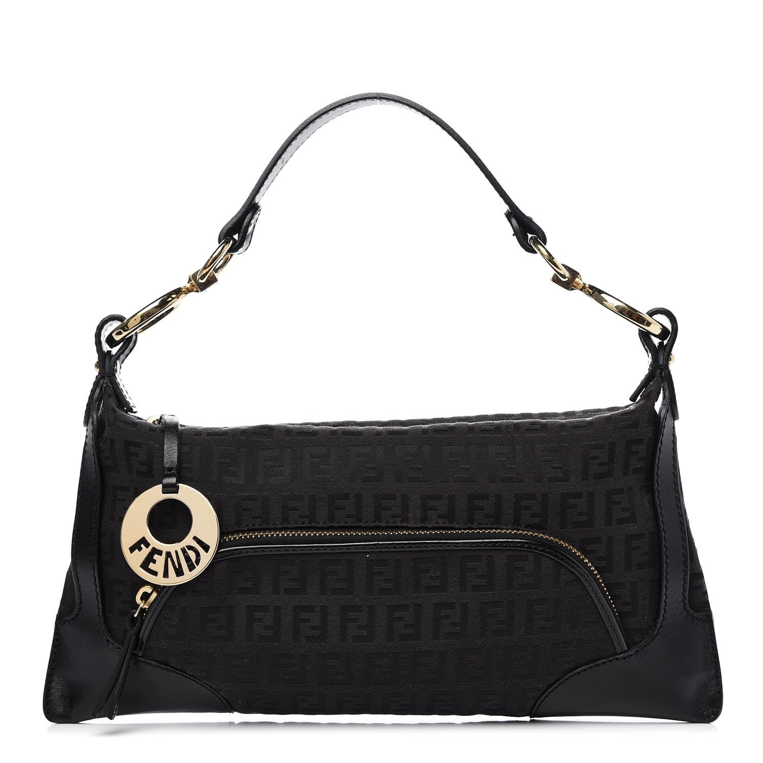 Fendi Zucchino Cuoio Small Chef Pocket Shoulder Bag Black 1 of 7