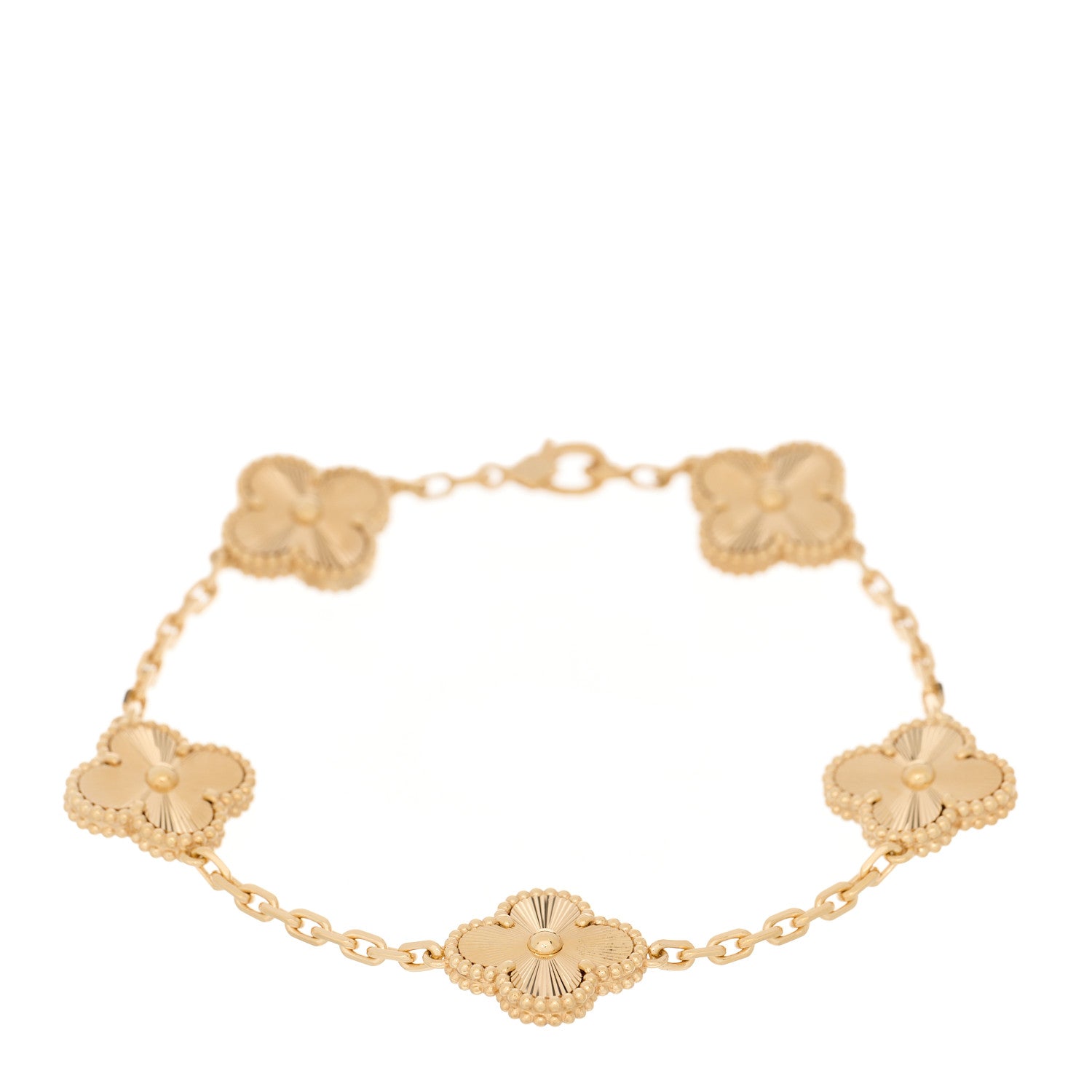 Van Cleef & Arpels 18K Yellow Gold 5 Motifs Guilloche Vintage Alhambra Bracelet 1 of 4