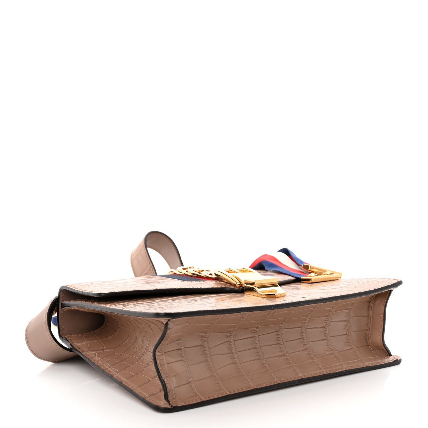 Alligator Small Sylvie Shoulder Bag Beige