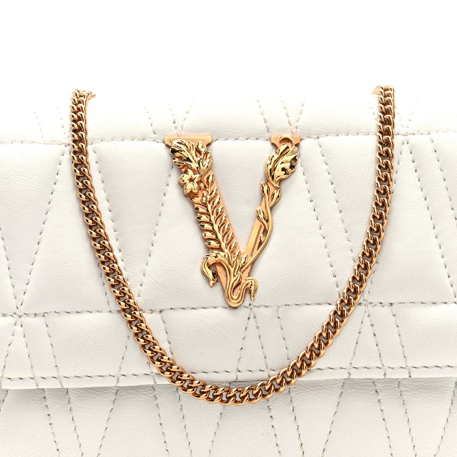 Versace Nappa Quilted Virtus Evening Bag White 7 of 9