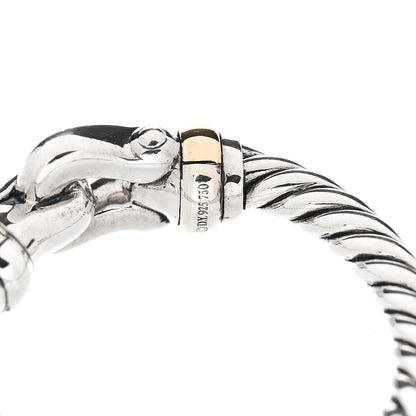 David Yurman Sterling Silver 18K Yellow Gold Diamond Petite Buckle Ring 49 5 5 of 5