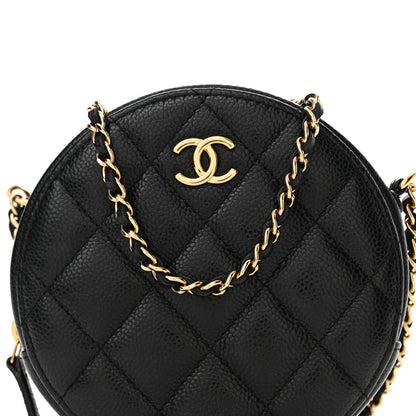 Chanel Caviar Quilted Round Coco Clutch With Chain Black 8 of 11
