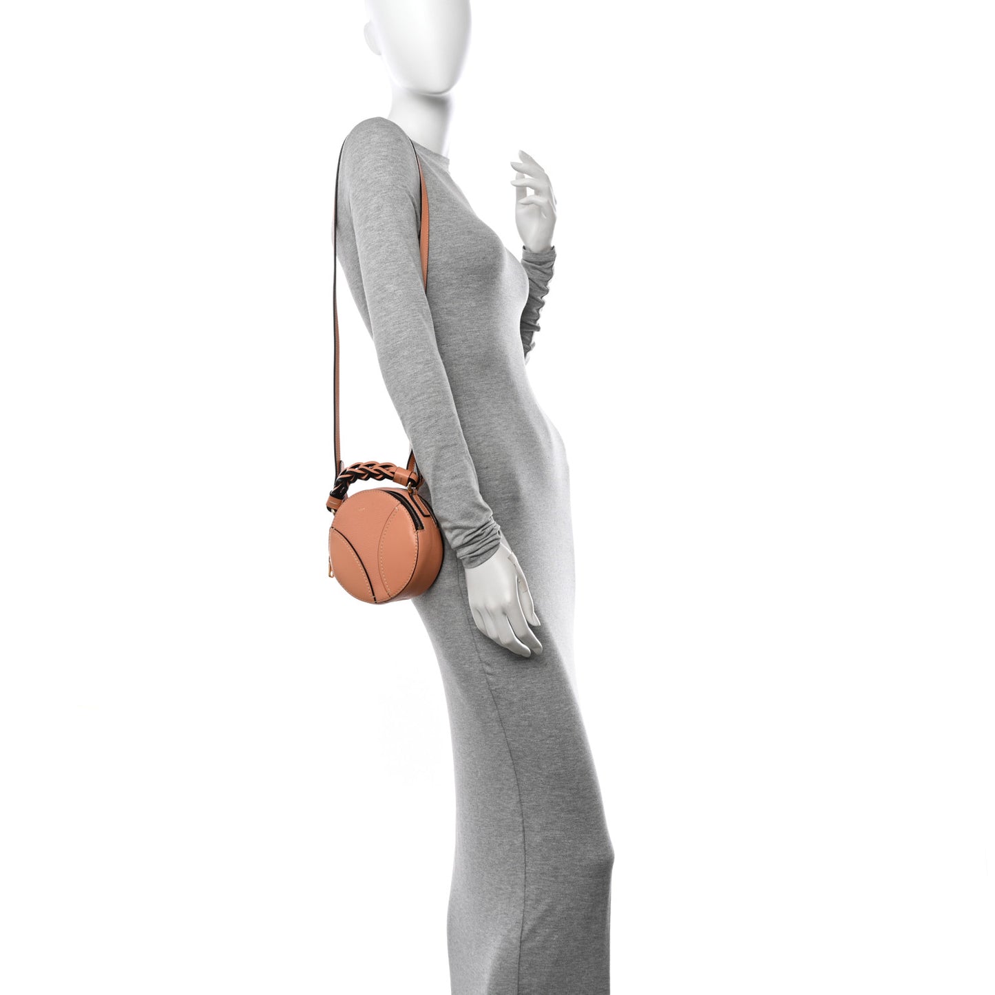 Grained Shiny Calfskin Mini Round Daria Bag Peach Bloom
