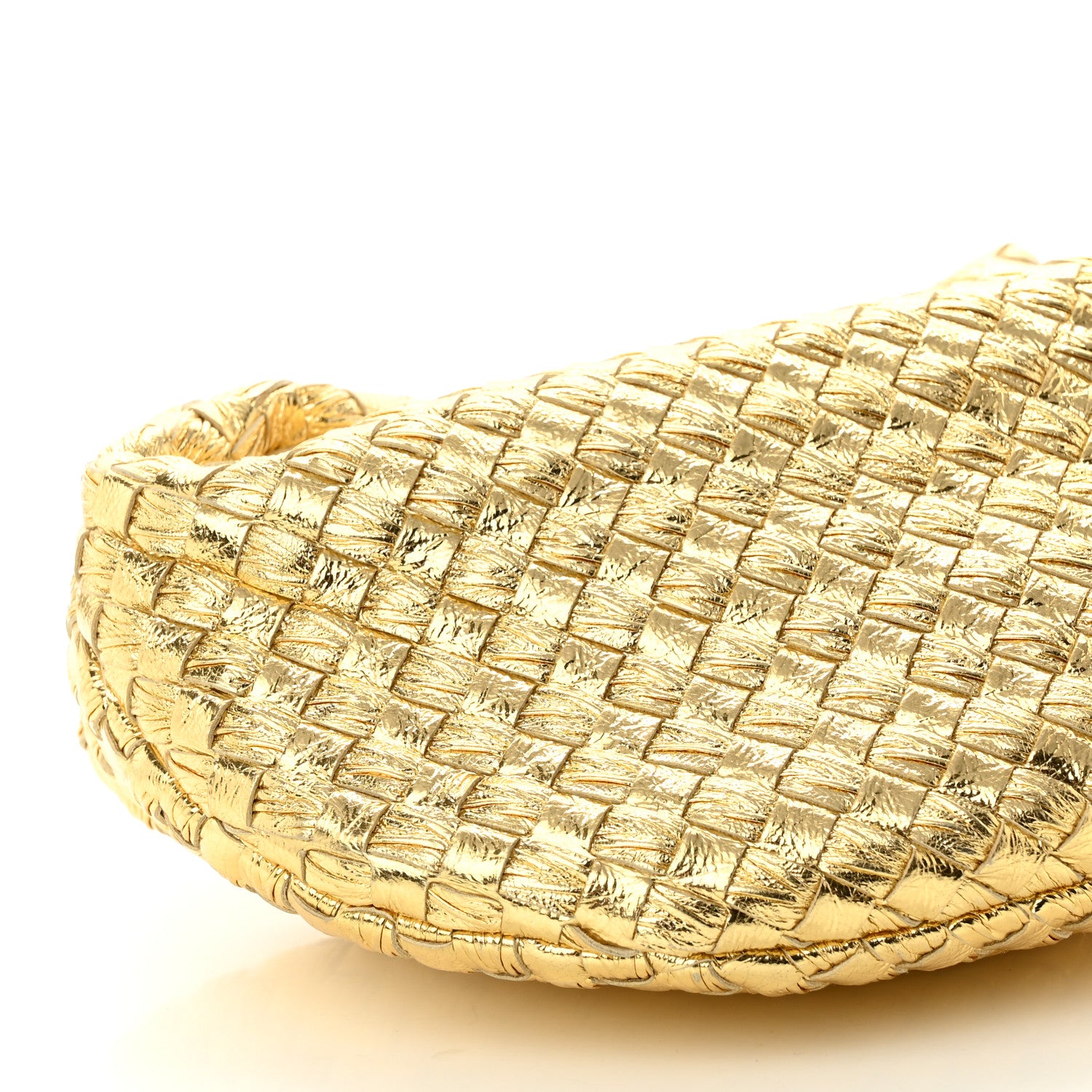 Bottega Veneta Laminated Calfskin Pressed Intreccio Mini Jodie Gold 10 of 11