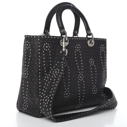 Christian Dior Calfskin Studded Large Lady Dior Black 2 of 8