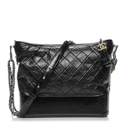 Chanel Aged Calfskin Quilted Large Gabrielle Hobo Black 1 of 8