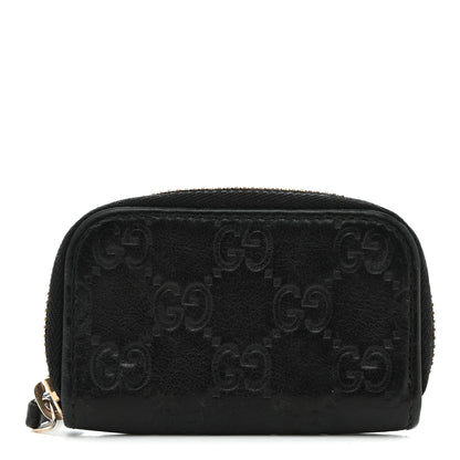 Gucci Guccissima Zip Around Coin Purse Wallet Black 1 of 8