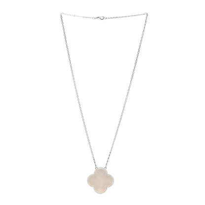 Van Cleef & Arpels 18K White Gold Mother of Pearl Magic Alhambra Pendant Necklace 3 of 9