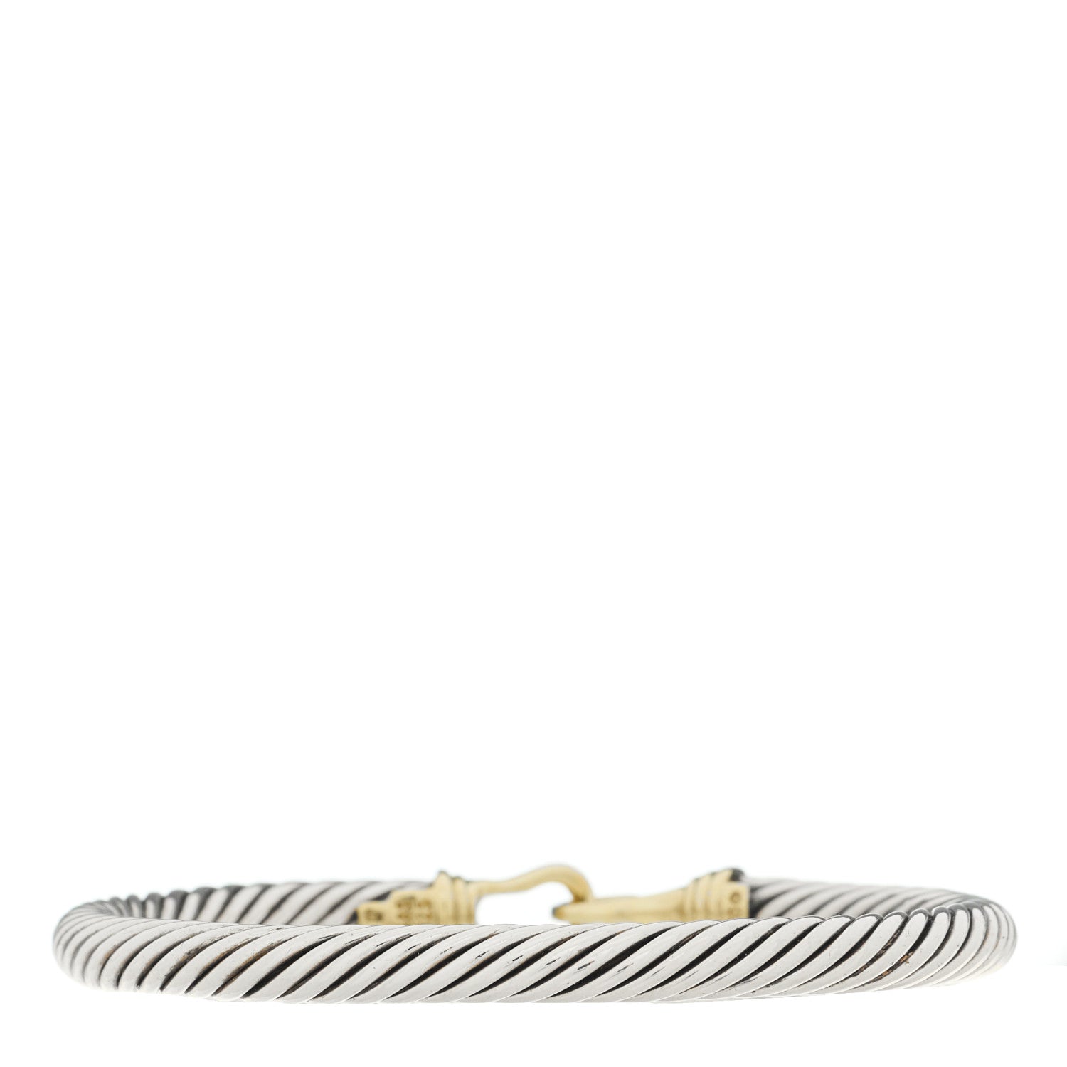 David Yurman Sterling Silver 14K Yellow Gold 5mm Cable Buckle Bracelet 2 of 3