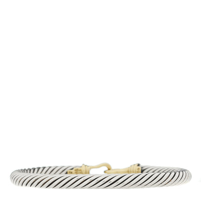 David Yurman Sterling Silver 14K Yellow Gold 5mm Cable Buckle Bracelet 2 of 3
