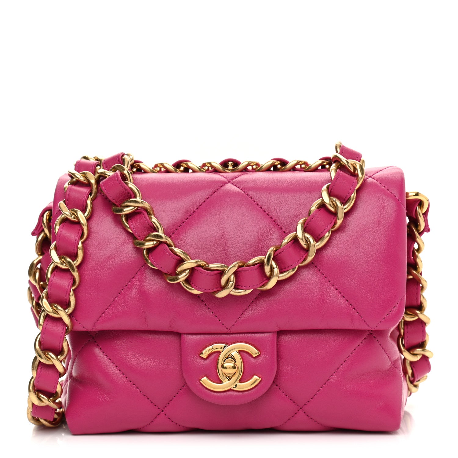 Chanel Lambskin Quilted Small Chain Top Handle Flap Pink 1 of 9