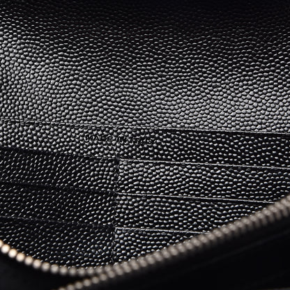 Saint Laurent Grain De Poudre Matelasse Chevron Small Monogram Chain Wallet Black 7 of 8