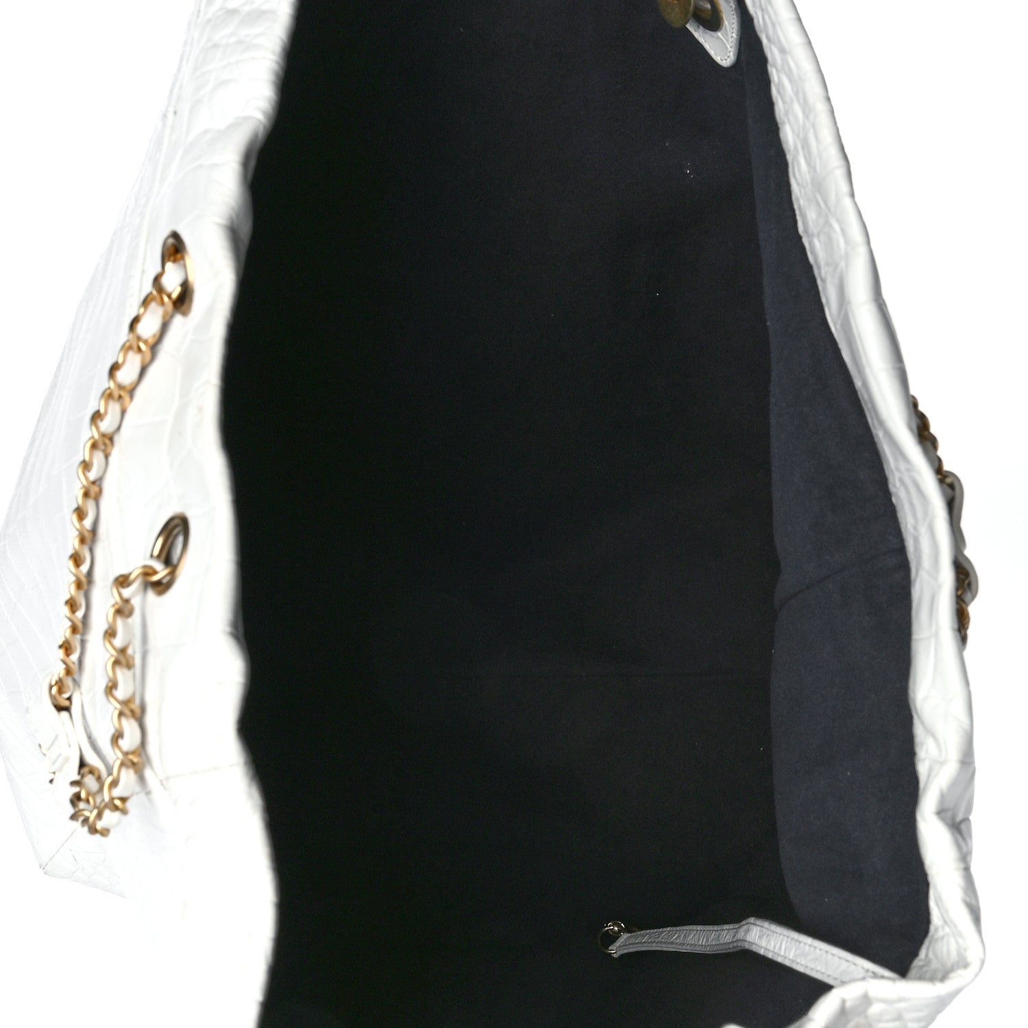 Chanel Calfskin Crocodile Embossed Large Cocodile Shopping Tote White 5 of 9